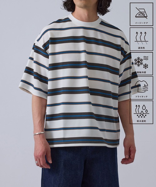 j.n.r.d/ウェーブワッフルボーダーTシャツ（Tシャツ/カットソー