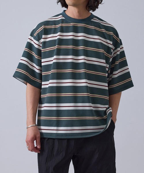 j.n.r.d/ウェーブワッフルボーダーTシャツ（Tシャツ/カットソー