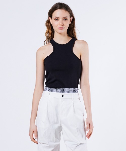 DOUBLE STANDARD CLOTHING(ダブルスタンダードクロージング)の「マリブフライスタンクトップ(タンクトップ・レディース・ブラック/カーキ/オフホワイト・FREE)」の2枚目の写真