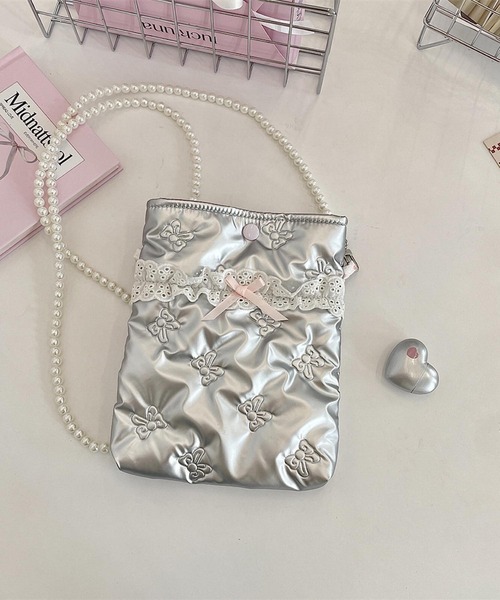 Mignonjour(ミニョンジュール)の「Mignonjour/パールチェーンミニショルダー M2781(ショルダーバッグ・レディース・シルバー系その他/ピンク/ホワイト/シルバー/シルバー系その他2・FREE)」の4枚目の写真