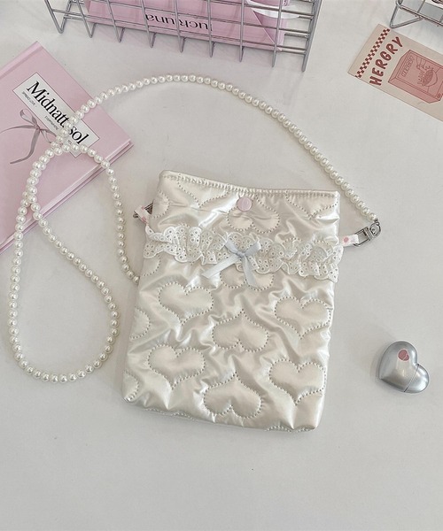 Mignonjour(ミニョンジュール)の「Mignonjour/パールチェーンミニショルダー M2781(ショルダーバッグ・レディース・シルバー系その他/ピンク/ホワイト/シルバー/シルバー系その他2・FREE)」の2枚目の写真