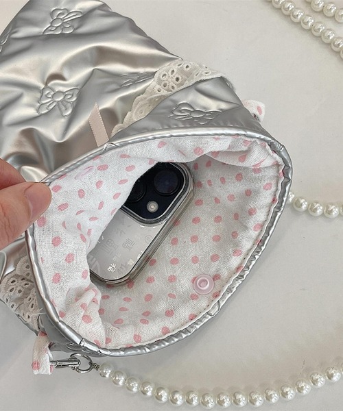 Mignonjour(ミニョンジュール)の「Mignonjour/パールチェーンミニショルダー M2781(ショルダーバッグ・レディース・シルバー系その他/ピンク/ホワイト/シルバー/シルバー系その他2・FREE)」の8枚目の写真