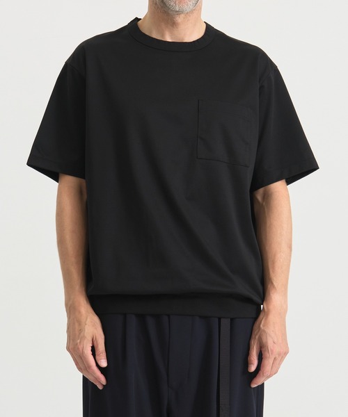 リブ半袖トップス、Tシャツ、イタリア、Filoscozia100％、天然素材、通気性、汗取り、清潔、敏感肌、低刺激 Tシャツ | BINGOYA