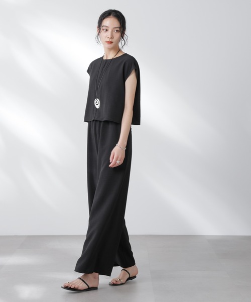 NANO universe（ナノユニバース）の「フレンチスリーブオールインワン（つなぎ/オールインワン・レディース・ブラック/ベージュ・S/M）」の12枚目の写真