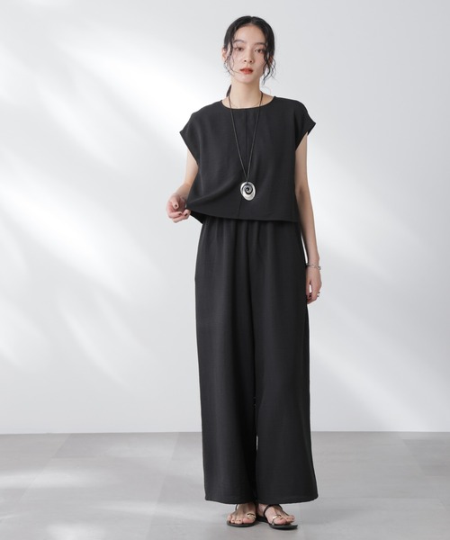 NANO universe（ナノユニバース）の「フレンチスリーブオールインワン（つなぎ/オールインワン・レディース・ブラック/ベージュ・S/M）」の11枚目の写真