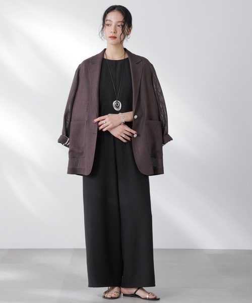 NANO universe（ナノユニバース）の「フレンチスリーブオールインワン（つなぎ/オールインワン・レディース・ブラック/ベージュ・S/M）」の6枚目の写真