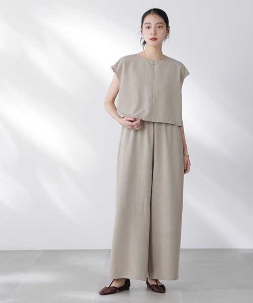 NANO universe（ナノユニバース）の「フレンチスリーブオールインワン（つなぎ/オールインワン・レディース・ブラック/ベージュ・S/M）」の4枚目の写真