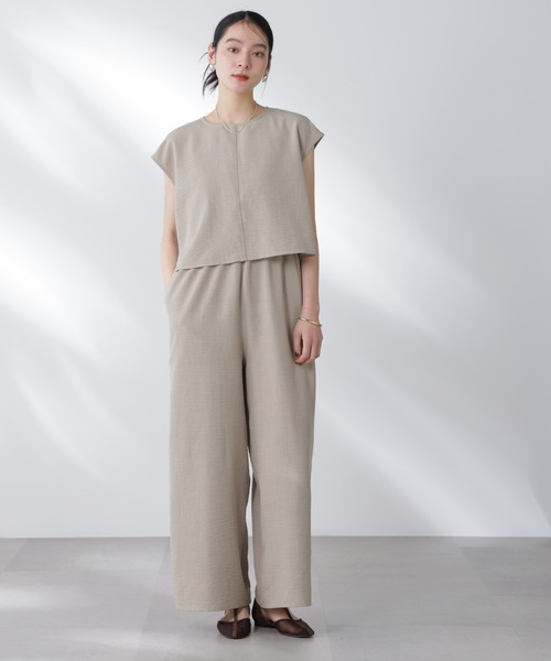 NANO universe（ナノユニバース）の「フレンチスリーブオールインワン（つなぎ/オールインワン・レディース・ブラック/ベージュ・S/M）」の3枚目の写真