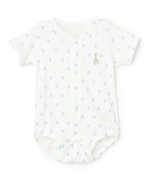 Sophie la girafe（ソフィーラジラフ）の「ヨットプリントボディスーツ【日本製】（ロンパース・キッズ・ネイビー/ブルー・60cm/70cm/80ｃｍ）」の2枚目の写真