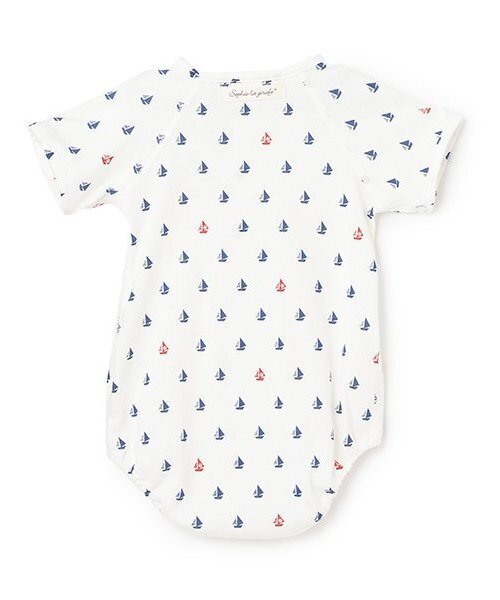 Sophie la girafe（ソフィーラジラフ）の「ヨットプリントボディスーツ【日本製】（ロンパース・キッズ・ネイビー/ブルー・60cm/70cm/80ｃｍ）」の3枚目の写真