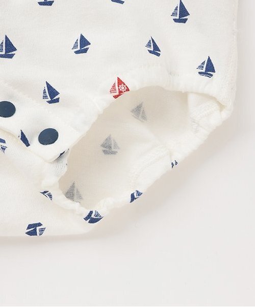 Sophie la girafe（ソフィーラジラフ）の「ヨットプリントボディスーツ【日本製】（ロンパース・キッズ・ネイビー/ブルー・60cm/70cm/80ｃｍ）」の7枚目の写真