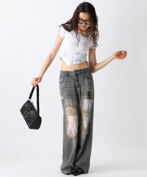 FOREVER 21（フォーエバー トゥエンティーワン）の「【2025SS】スタッズスクエアＴシャツ（Tシャツ/カットソー・レディース・ブラック/ホワイト/ブラウン・FREE）」の10枚目の写真