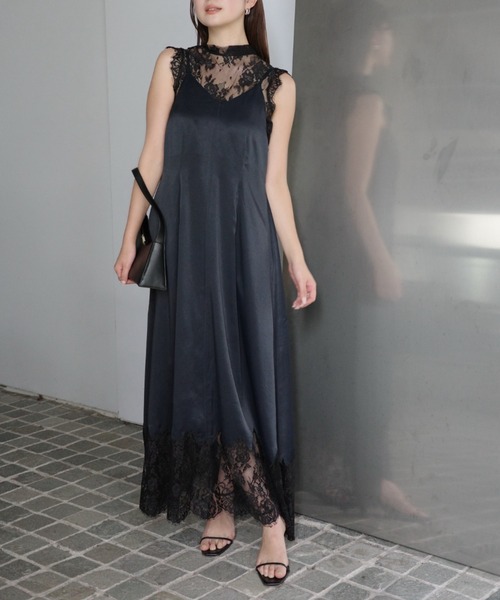 3色 キャミ ワンピース ドレス レース レイヤード フェミニン ♪ レースコンビ2wayキャミワンピース / GRACE CONTINENTAL | GRACE
