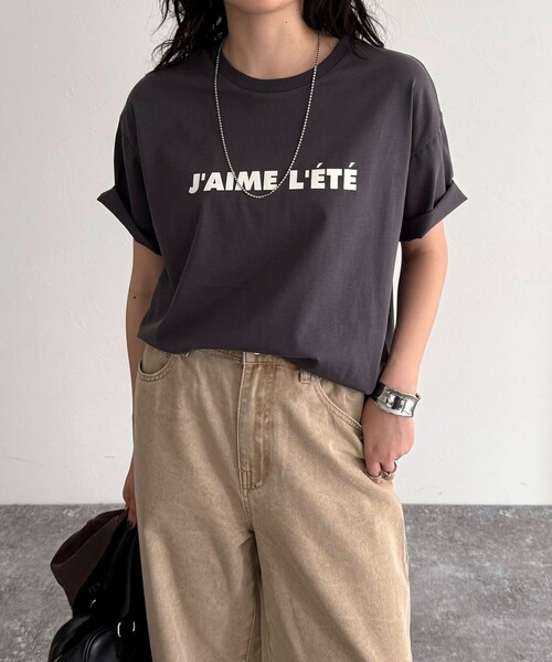 fredy emue（フレディエミュ）の「シルケットサマーロゴ半袖Tシャツ（Tシャツ/カットソー・レディース・チャコールグレー/ホワイト系その他/オフホワイト・38）」の3枚目の写真