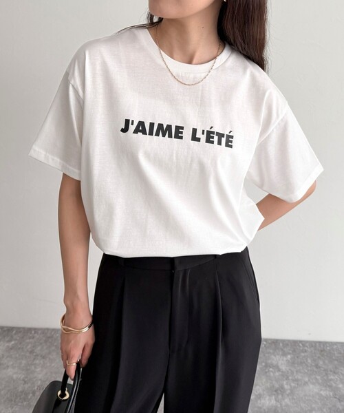 fredy emue（フレディエミュ）の「シルケットサマーロゴ半袖Tシャツ（Tシャツ/カットソー・レディース・チャコールグレー/ホワイト系その他/オフホワイト・38）」の12枚目の写真