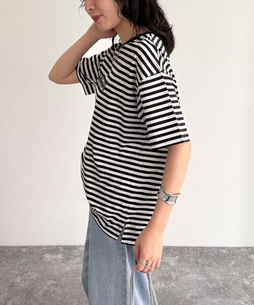 fredy emue（フレディエミュ）の「シルケットサマーロゴ半袖Tシャツ（Tシャツ/カットソー・レディース・チャコールグレー/ホワイト系その他/オフホワイト・38）」の19枚目の写真