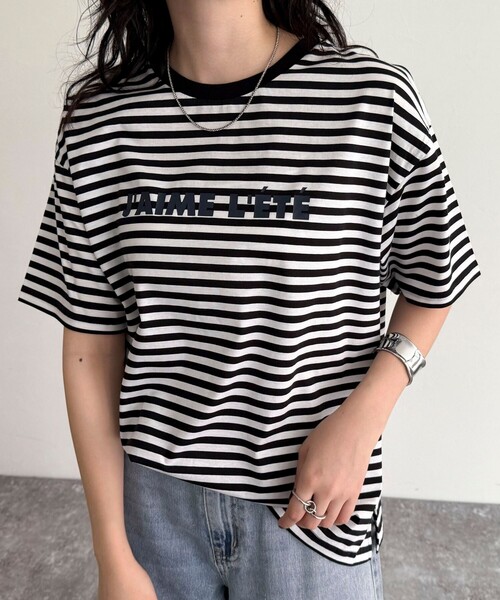 fredy emue（フレディエミュ）の「シルケットサマーロゴ半袖Tシャツ（Tシャツ/カットソー・レディース・チャコールグレー/ホワイト系その他/オフホワイト・38）」の4枚目の写真