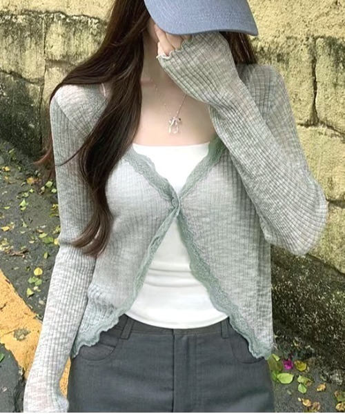 NANEA(ナネア)の「レースシアークロップドカーディガン(カーディガン/ボレロ・レディース・ホワイト/ブラック/ベージュ/グレー/ピンク/ブルー・フリー)」の12枚目の写真