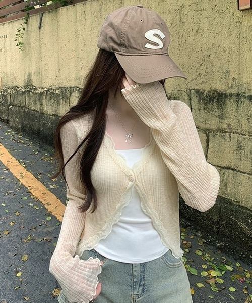 NANEA(ナネア)の「レースシアークロップドカーディガン(カーディガン/ボレロ・レディース・ホワイト/ブラック/ベージュ/グレー/ピンク/ブルー・フリー)」の14枚目の写真
