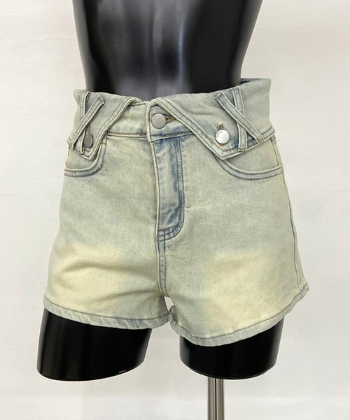 non-hedge(ノンヘッジ)の「ウエスト折り返しデニムショートパンツ(デニムパンツ・レディース・ブルー/ライトブルー/ブラック・S/M)」の15枚目の写真