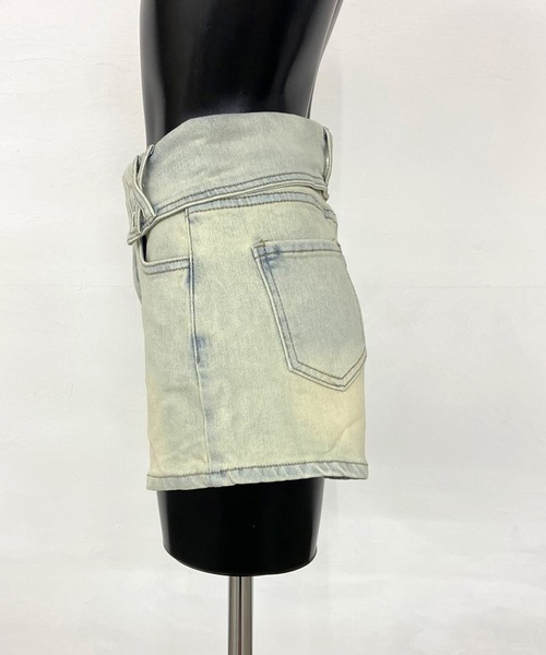 non-hedge(ノンヘッジ)の「ウエスト折り返しデニムショートパンツ(デニムパンツ・レディース・ブルー/ライトブルー/ブラック・S/M)」の14枚目の写真