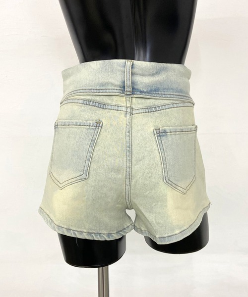 non-hedge(ノンヘッジ)の「ウエスト折り返しデニムショートパンツ(デニムパンツ・レディース・ブルー/ライトブルー/ブラック・S/M)」の13枚目の写真