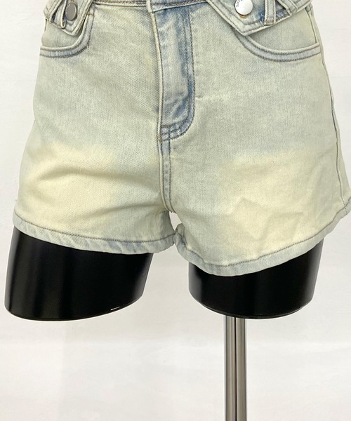 non-hedge(ノンヘッジ)の「ウエスト折り返しデニムショートパンツ(デニムパンツ・レディース・ブルー/ライトブルー/ブラック・S/M)」の9枚目の写真