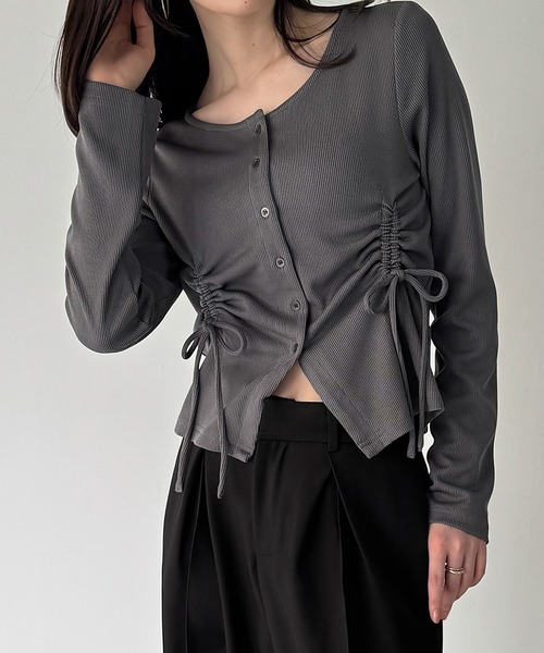 セール】ドロストデザインリブカーディガン（カーディガン/ボレロ