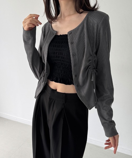 セール】ドロストデザインリブカーディガン（カーディガン/ボレロ