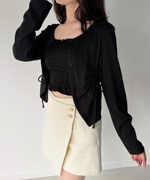 セール】ドロストデザインリブカーディガン（カーディガン/ボレロ