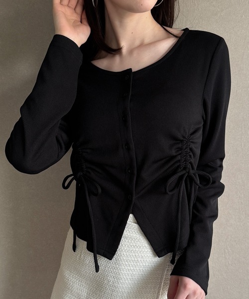セール】ドロストデザインリブカーディガン（カーディガン/ボレロ