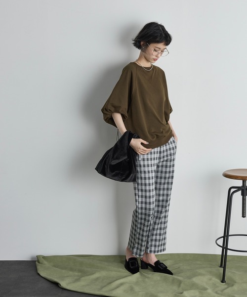 THE YOn(ザヨン)の「チェッククロップドパンツ(その他パンツ・レディース・グレー/ブラウン・S/M)」の5枚目の写真