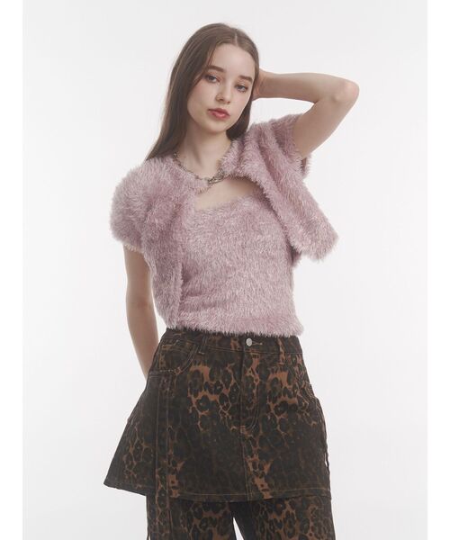 jouetie（ジュエティ）の「ハーフスリーブラメニットアンサンブル（アンサンブル・レディース・ピンク/ブラック/オフホワイト・MEDIUM）」の19枚目の写真