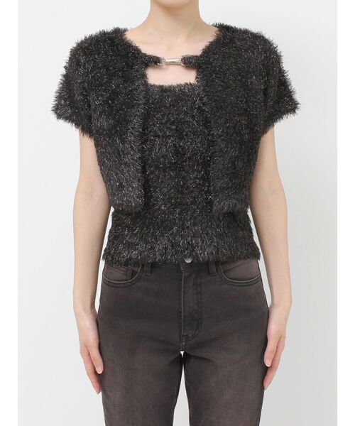 jouetie（ジュエティ）の「ハーフスリーブラメニットアンサンブル（アンサンブル・レディース・ピンク/ブラック/オフホワイト・MEDIUM）」の14枚目の写真