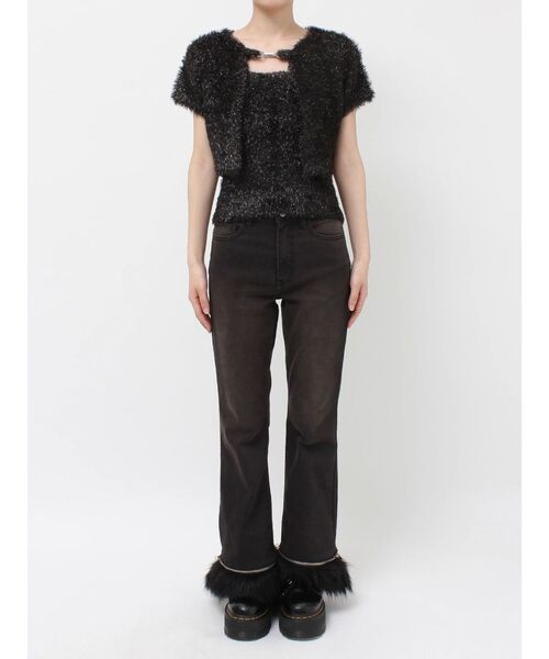 jouetie（ジュエティ）の「ハーフスリーブラメニットアンサンブル（アンサンブル・レディース・ピンク/ブラック/オフホワイト・MEDIUM）」の5枚目の写真