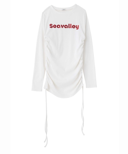 SEAVALLEY グリッターシャーリングトップ　 ホワイト Seavalley グリッター シャーリングトップ（Tシャツ/カットソー）｜SEA