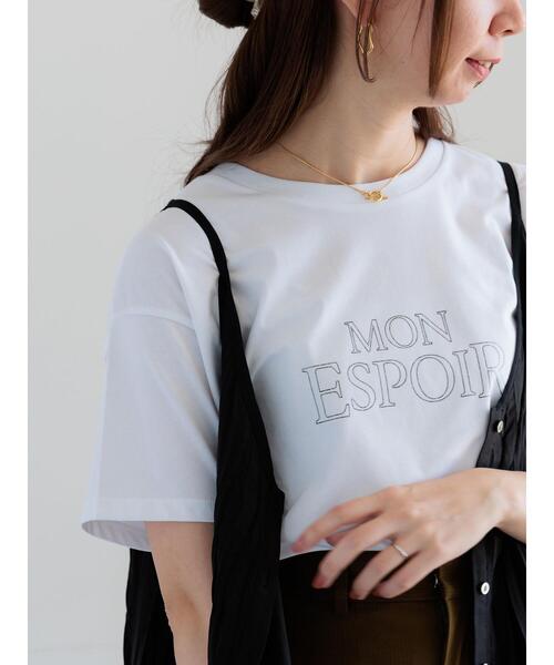 Te chichi（テチチ）の「フレームロゴプリントTシャツ（Tシャツ/カットソー・レディース・チャコールグレー/オフホワイト/ブラック・F）」の2枚目の写真