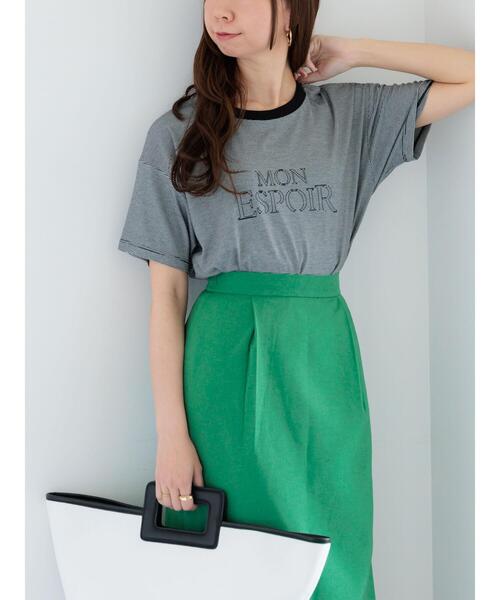 Te chichi（テチチ）の「フレームロゴプリントTシャツ（Tシャツ/カットソー・レディース・チャコールグレー/オフホワイト/ブラック・F）」の9枚目の写真