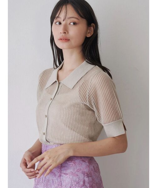 TONAL（トーナル）の「シアーリブポロニット（ニット/セーター・レディース・ブラック/グレー/グリーン・MEDIUM）」の3枚目の写真