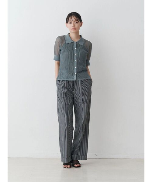 TONAL（トーナル）の「シアーリブポロニット（ニット/セーター・レディース・ブラック/グレー/グリーン・MEDIUM）」の13枚目の写真