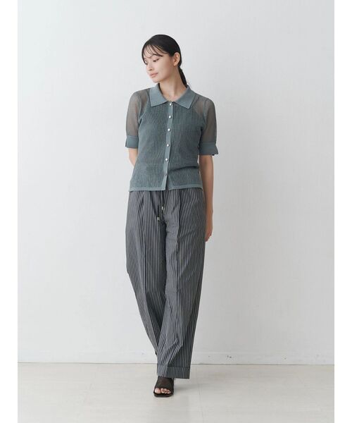 TONAL（トーナル）の「シアーリブポロニット（ニット/セーター・レディース・ブラック/グレー/グリーン・MEDIUM）」の14枚目の写真