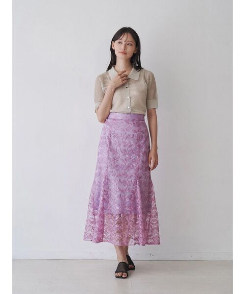 TONAL（トーナル）の「シアーリブポロニット（ニット/セーター・レディース・ブラック/グレー/グリーン・MEDIUM）」の15枚目の写真