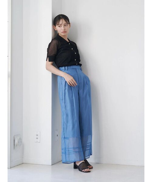 TONAL（トーナル）の「シアーリブポロニット（ニット/セーター・レディース・ブラック/グレー/グリーン・MEDIUM）」の17枚目の写真