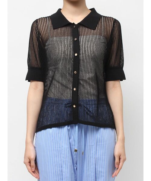 TONAL（トーナル）の「シアーリブポロニット（ニット/セーター・レディース・ブラック/グレー/グリーン・MEDIUM）」の18枚目の写真