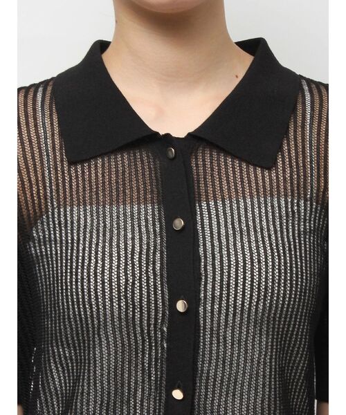 TONAL（トーナル）の「シアーリブポロニット（ニット/セーター・レディース・ブラック/グレー/グリーン・MEDIUM）」の21枚目の写真