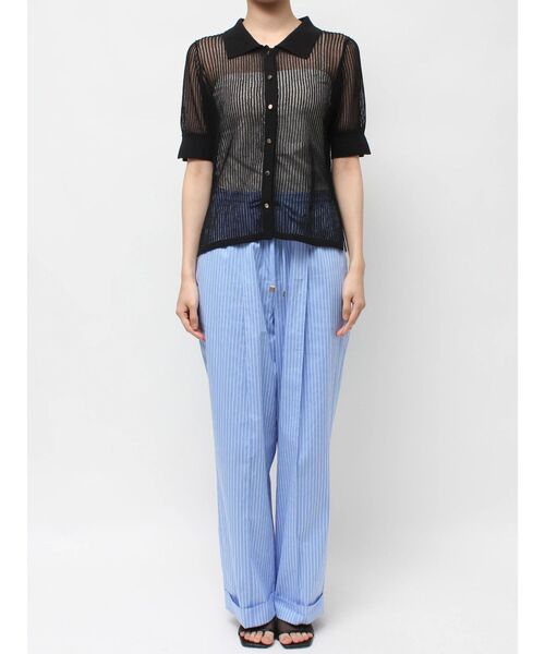 TONAL（トーナル）の「シアーリブポロニット（ニット/セーター・レディース・ブラック/グレー/グリーン・MEDIUM）」の8枚目の写真