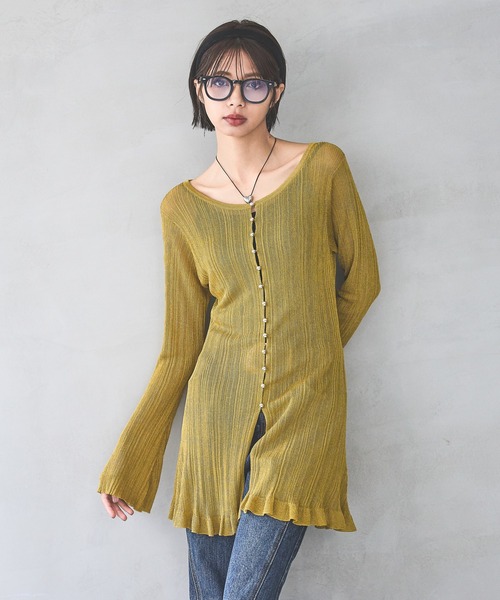 セール】シアーフレアチュニックニット（ニット/セーター