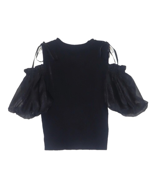 ANAP(アナップ)の「オープン ショルダー パフスリーブ シフォン ドッキング トップス(Tシャツ/カットソー・レディース・ブラック/ブルー/オフホワイト・FREE)」の15枚目の写真
