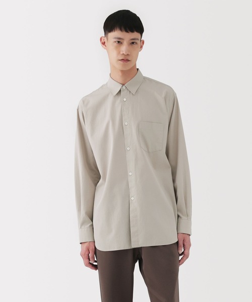 ムジラボ25SS リネンシルクオープンカラーシャツ　ライトグレー L 婦人 シルク混オープンカラーシャツ | 無印良品