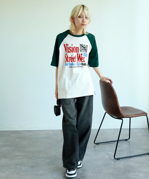 VISION STREET WEAR(ヴィジョンストリートウェア)の「【VISION STREET WEAR/ヴィジョンストリートウェア】 ODD STUDIO raglan T shirts / ラグランスリーブ 半袖 Tシャツ(Tシャツ/カットソー・メンズ・ブラック/パープル/グリーン・S/M/L/LL)」の10枚目の写真